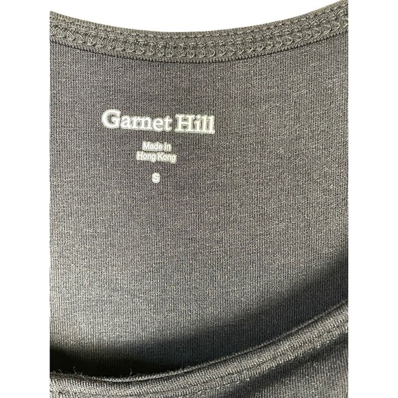 Garnet Hill Small Piazza Black Jersey Knit Dress Front Ruffle Ruched Side - Picture 3 of 10